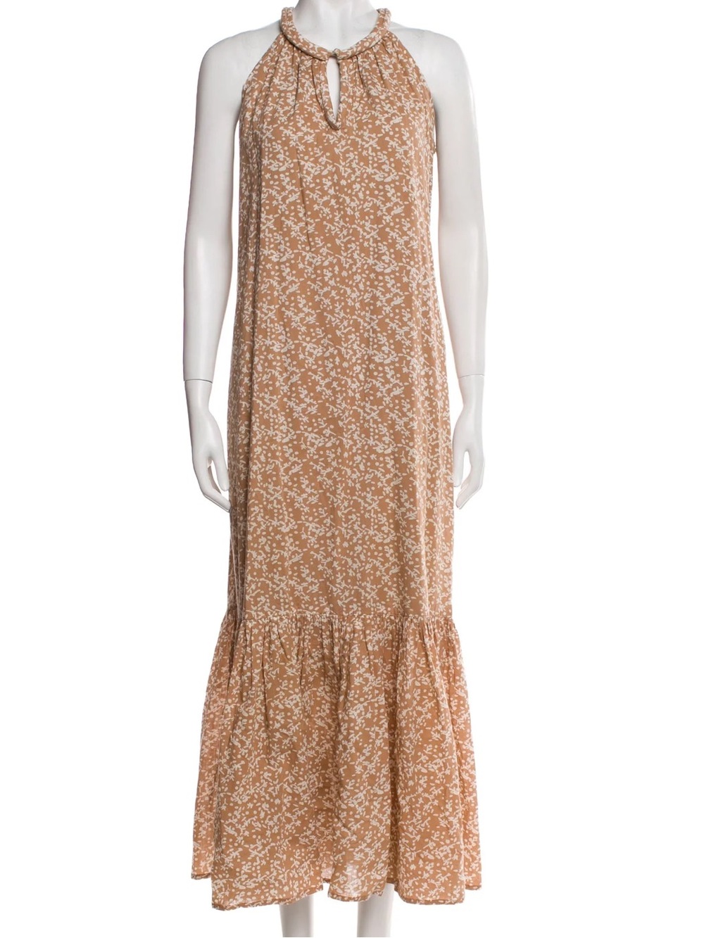 MIRTH Caftans Tent Dress Tan Ivory Print size Large $330 + Chico’s necklace - Picture 2 of 9